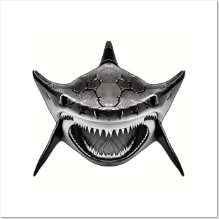 Mean Shark With Wide Open Mouth For Shark Enthusiasts Posters and Art